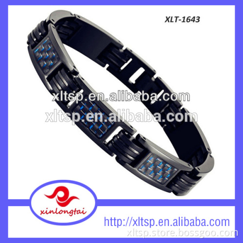 XLT wholesale men black carbon fiber silicone rubber bracelet charms